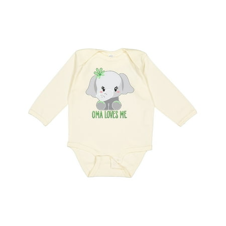 

Inktastic Oma Loves Me Cute Baby Elephant Boys or Girls Long Sleeve Baby Bodysuit