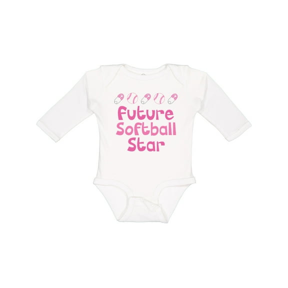 Inktastic Future Softball Star Girls Long Sleeve Baby Bodysuit