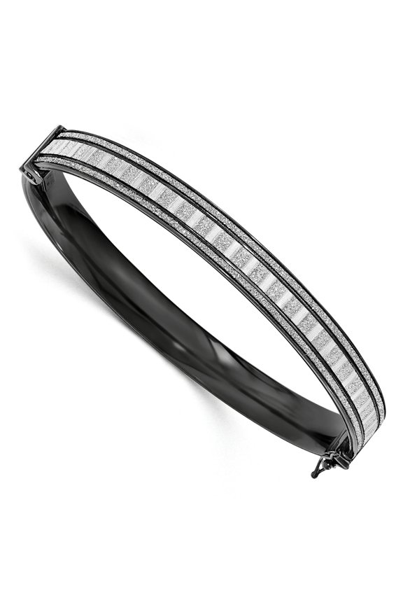 Sterling Silver Ruthenium-plated Glitter Infused Bangle QB1029