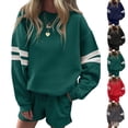 thumbnail image 7 of Yokua Womens Varsity Striped Oversized Sweatshirt Crewneck Long Sleeve Casual Fashion Pullover Top Fall Outfits, 7 of 7