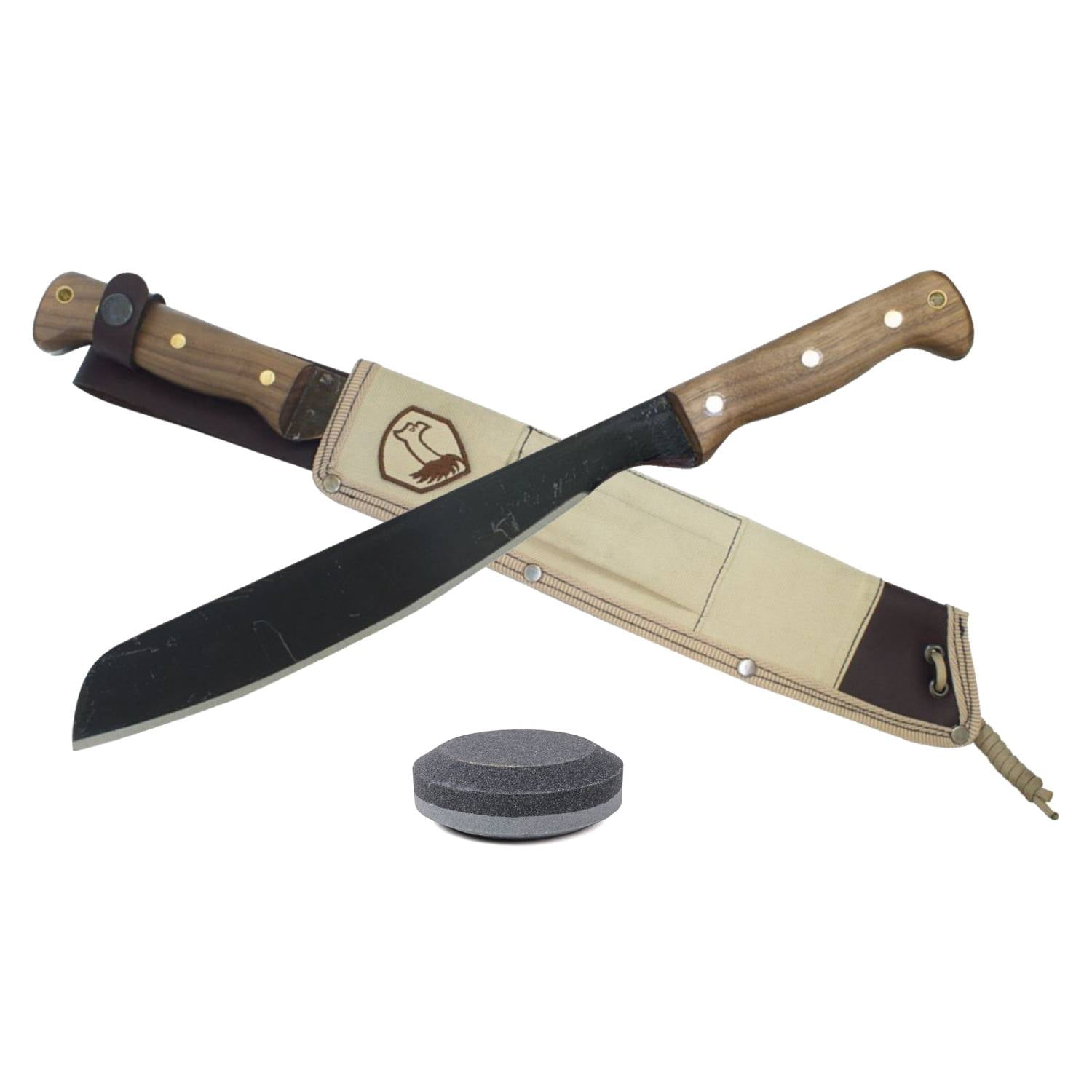 Condor Tool & Knife Australian Army Machete, Walnut Handle, Canvas with Leather Sheath and Belt