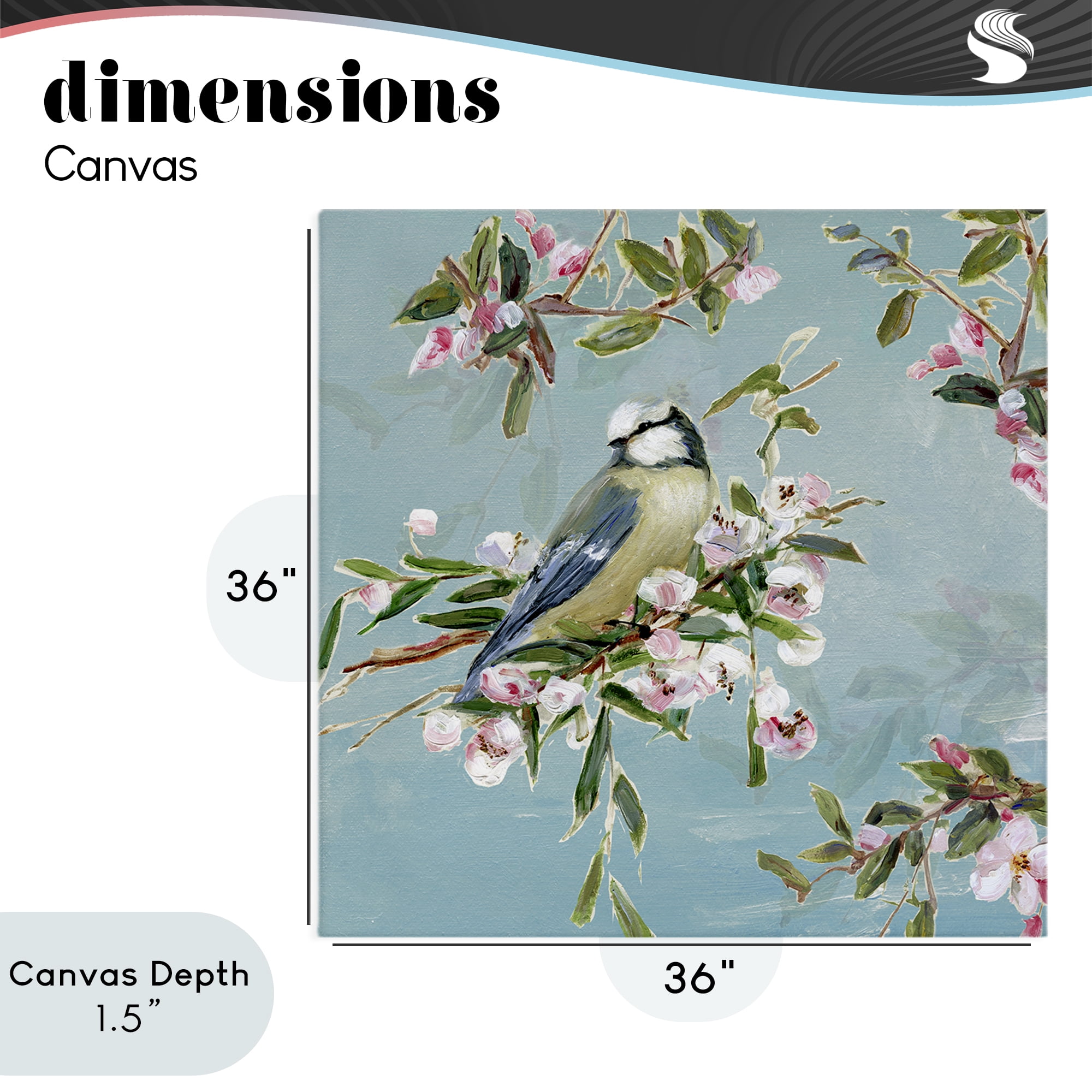 Stupell Industries Songbird Perched on Blooms Canvas Wall Art, design by Sally Swatland