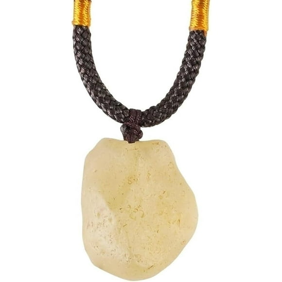 Véritable Verre du Désert Libyan Brut, Collier Tektite en Verre Naturel du Désert Libyan Doré, Forme Jaune, Irrégulière