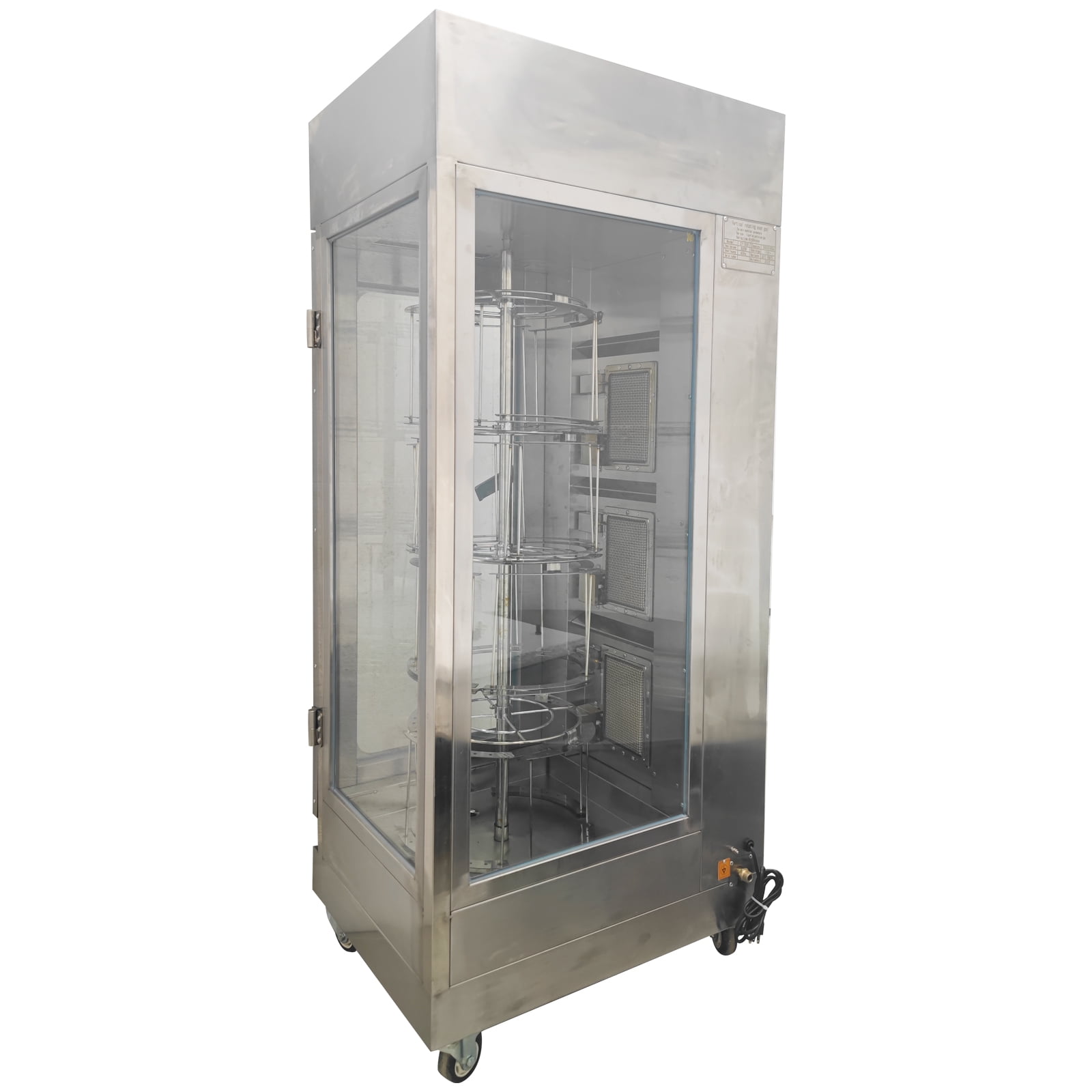 LPG Gas Chicken Rotisserie Oven Machine Rotary Chicken Duck Grill Toaster 110V 122°F-482°F with Drip Tray