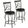 thumbnail image 2 of 55 Downing Street Brown Swivel Bar Stools 24 7/8" High Set of 2 Traditional with Backrest Footrest Kitchen Counter Height Island, 2 of 9