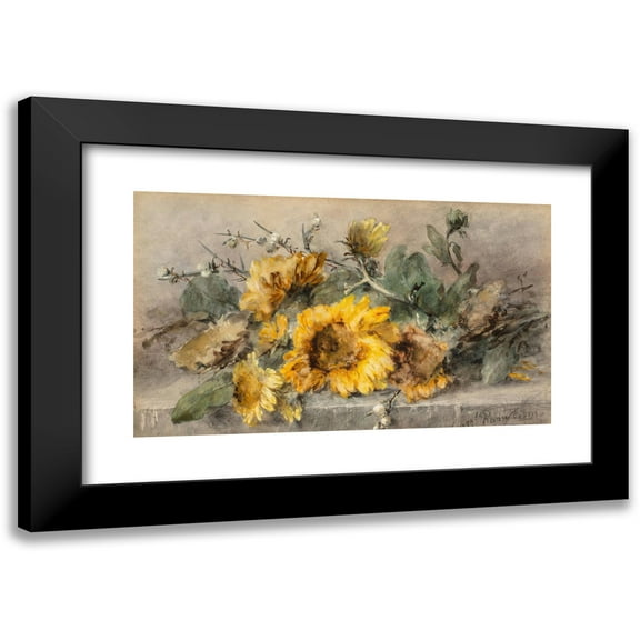 Margaretha Vogel Roosenboom 14x10 Black Modern Framed Museum Art Print Titled - Spray of Sunflowers on a Stone Ledge