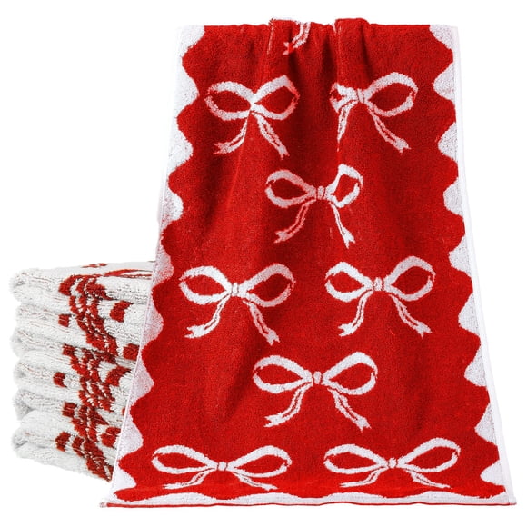 Toallas de algodón SmoothNovelty con lazo rojo, 4 unidades, 33 x 74 cm