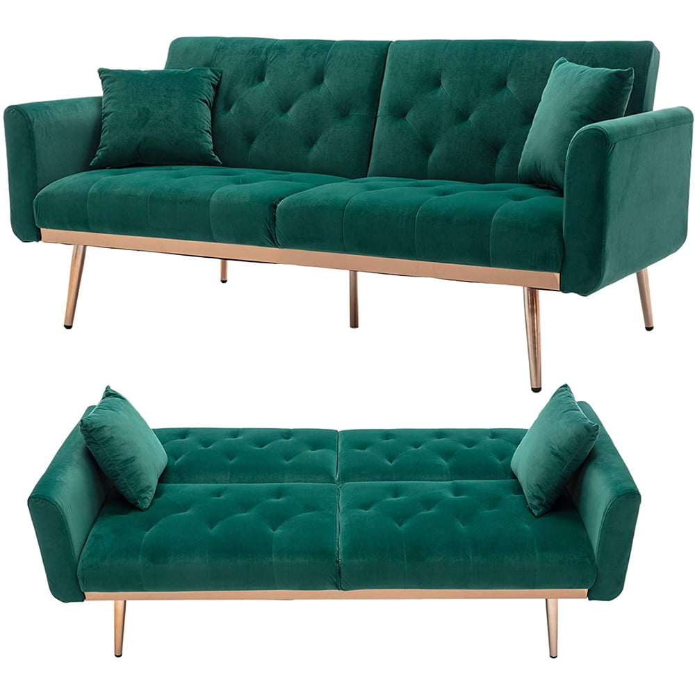 Modern Loveseat Velvet Couch, Accent Sofa with Rose Gold Metal Feet