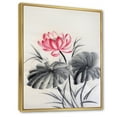 thumbnail image 4 of Two Monochrome Leaves With Lotus Flower 30 in x 40 in Framed Painting Canvas Art Print, by Designart, 4 of 5