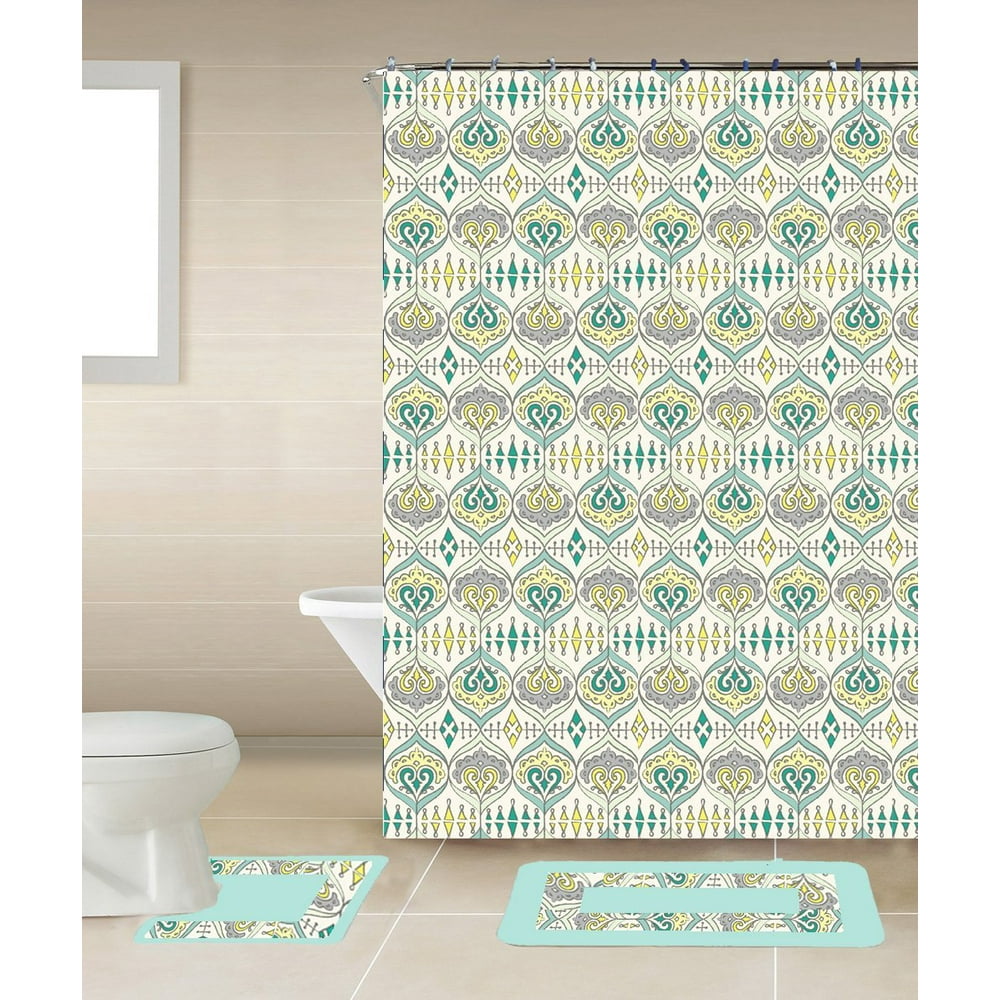 Sareen Jade Green Classic 15Piece Bathroom Accessory Set 2 Bath Mats