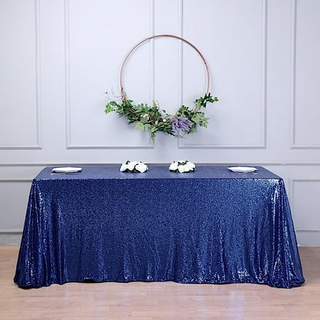 

BalsaCircle 90 x 132 Sequin Rectangular Tablecloth Navy Blue