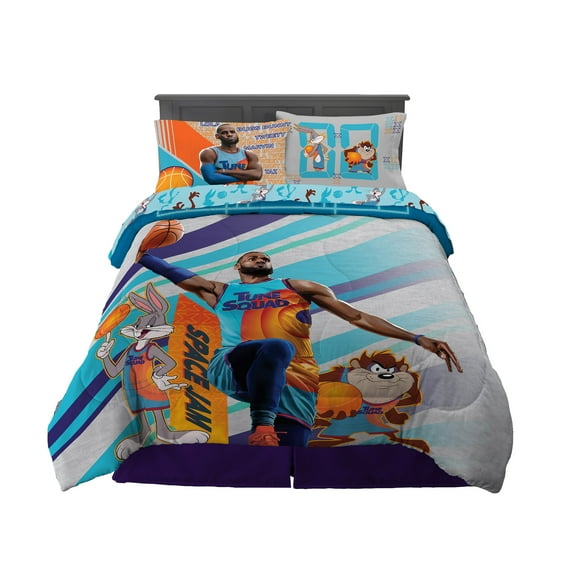 Space Jam Kids Full Bed in a Bag, Comforter and Sheets, Blue, Warner Bros