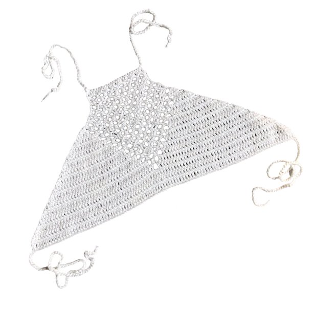 Soidarity Las mujeres ahuecan hacia fuera el sujetador de natación de la playa sin espalda del vendaje de la parte del de Boho del halter del Traje de baño blanco SG