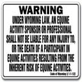 thumbnail image 1 of SignMission WS-A-1014-Wyoming Wyoming Equine Sign for Activity Liability Warning Statute Horse Farm Barn Stable, 1 of 1