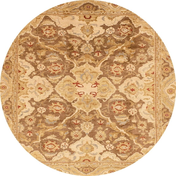 Ahgly Company Indoor Round Abstract Orange Oriental Area Rugs, 8' Round