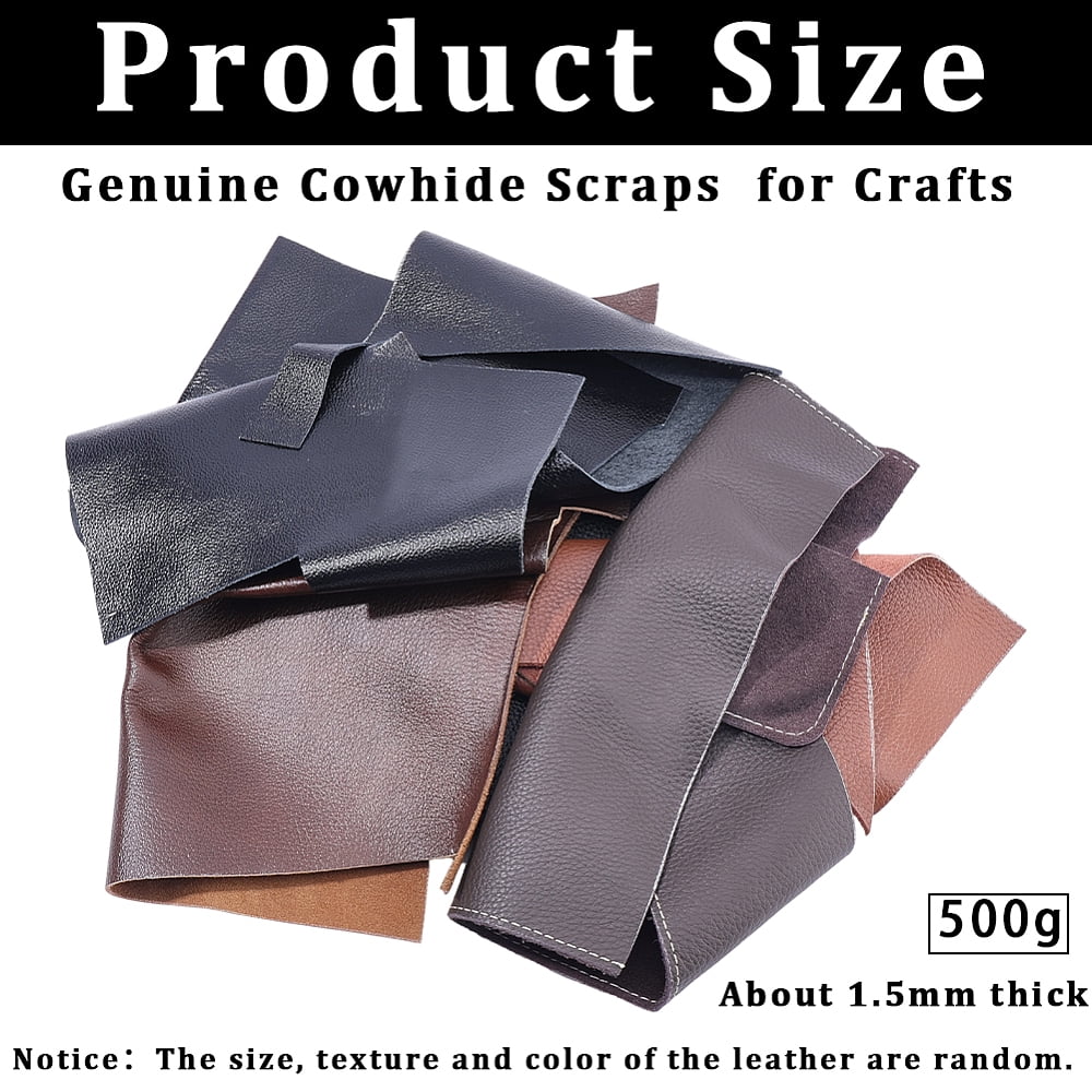 500G Cowhide Leather Fabric DIY Craft Garment Accessories Mixed Color 1.5mm