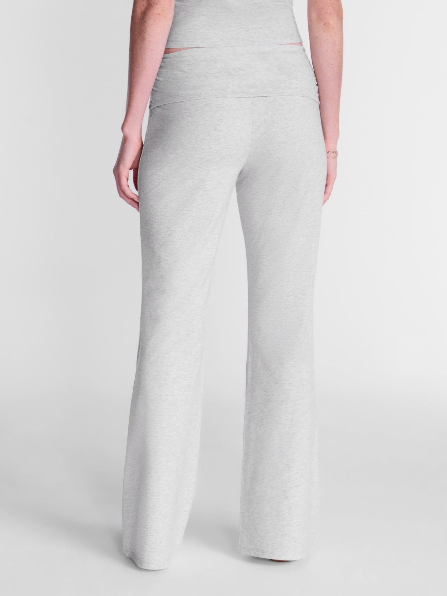 No Boundaries Cotton Blend Jersey Sleep Foldover Pants, 31'' Inseam, Women’s XXS-3X
