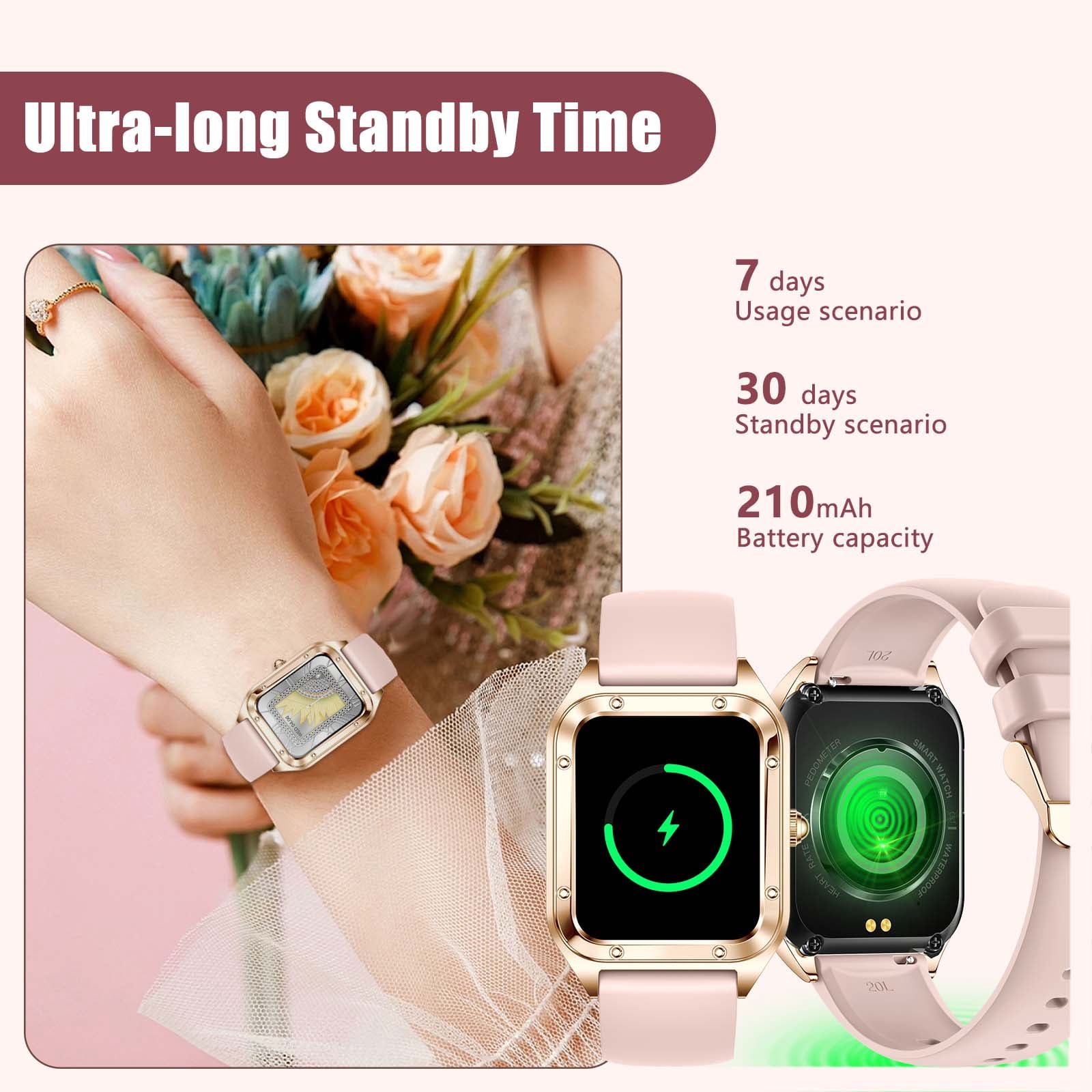 Cyberdyer Women's Smart Watch - 1.57'' HD Screen, Bluetooth Call, 21 Sports Modes, IP67 Waterproof, Heart Rate/Sleep Monitor for iPhone/Android