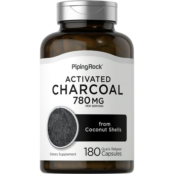 Charcoal Pills 780mg | 180 Capsules | Supplement for Men and Women | by Piping Rock