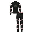 thumbnail image 6 of YIZYIF Girls Youth Skating Athletic Outfit Long Sleeve Stripes Sweatshirt with Pants Cycling Jogging Set Pink 14, 6 of 7