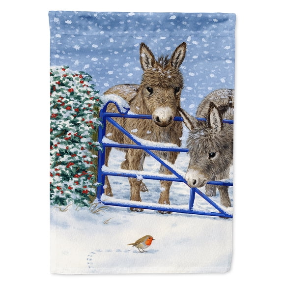 Donkeys and Robin Flag Canvas House Size