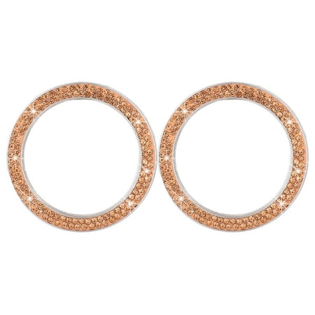 

2PCS Car Ignition Button Ring Sticker Engine Start Stop Button Ring Decal Crystal Bling Rhinestone Car Decor Accessories (Golden)