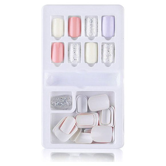 Qarigey 1 Juego de pegamento en las uñas de longitud media para los dedos del pie Prensa en el palo Color sólido Cubierta completa Envolturas Juegos de manicura Tipo4 F635