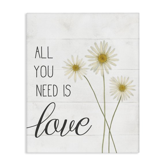 Stupell Industries Farmhouse All You Need Is Love Daisy Canvas Art, 24 x 30, by Lil' Rue