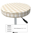 thumbnail image 2 of White Beige Twill Stripe Plaid Round Bar Stool Seat Covers, Elastic Round Chair Cover Stool Seat Slipcover Bar Stool Cushions Round Pad for 12-14 inch, 2 of 5