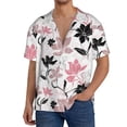 thumbnail image 3 of Xecao offers the Lilies Flowers for Men's Casual Short-sleeved Shirt, a button-up collared shirt with a pocket, perfect for beach vacations and yacht travel in the Large size., 3 of 7