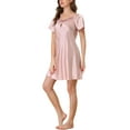 thumbnail image 4 of Unique Bargains Women's Pajama Dress Satin Sleepwear Nightshirt Soft Lounge Nightgowns, 4 of 5