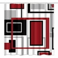 thumbnail image 4 of Ikfashoni Red Geometric Shower Curtain, 13pc Waterproof Fabric Bathroom Curtain, 72"X72", 4 of 8