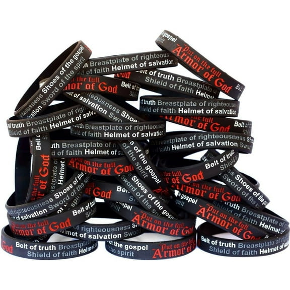 100 Armor of God Silicone Wristband Bracelets Ephesians 6:10-18