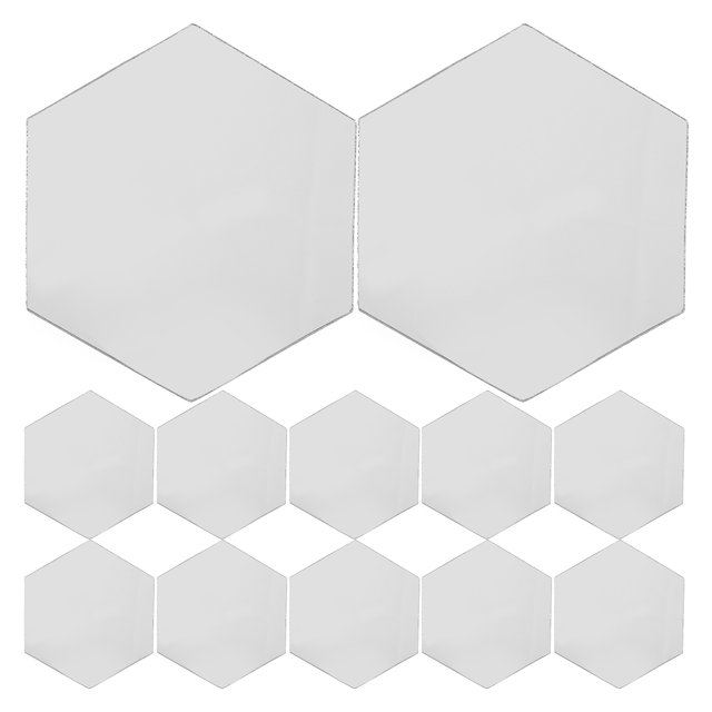 Miangastore 12Pcs Hexagonal Acrylic Mirror Wall Sticker Self-adhesive Mirror Wall Decal Wall Decoration For Living Room