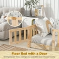 thumbnail image 3 of PAPROOS Twin Size Floor Bed, Solid Wood Toddler Bed with Slat, Fence Guardrail and Door, No Box Spring Needed, Montessori Bed, Twin Bed for Kids, Boys, Girls, Natural, 3 of 10