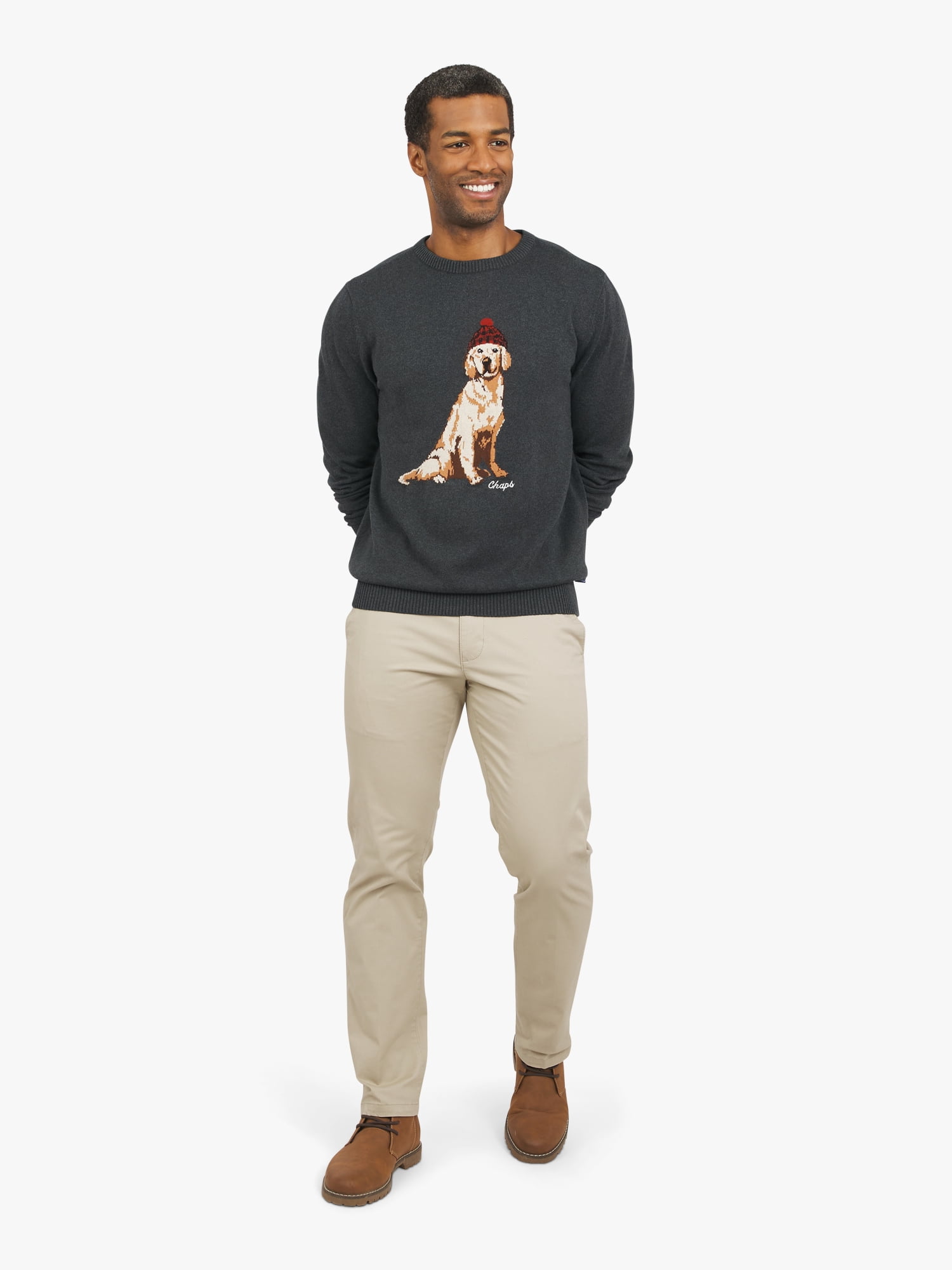 Chaps Men's & Big Men's Cotton Novelty Holiday Crewneck Sweater, Sizes S-3XL
