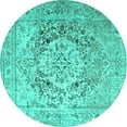 thumbnail image 1 of Ahgly Company Machine Washable Indoor Round Medallion Turquoise Blue Traditional Area Rugs, 7' Round, 1 of 4