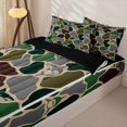thumbnail image 3 of Castle Fairy Woodland Camo Shark Tile Zipper Full Size Comforter Sets with Fitted Sheet and 2 Pillowcases,Shark Silhouette Military Camo Seamless Print Zipper Bedding Set,Moss Gray,Reversible,4pcs, 3 of 6