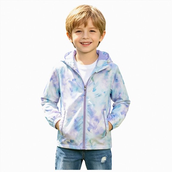 Linfrsh Lightweight Jacket for Girls Kids & Toddler II Girls' Print Water-resistant Jacket(Purple,2-3 Years)