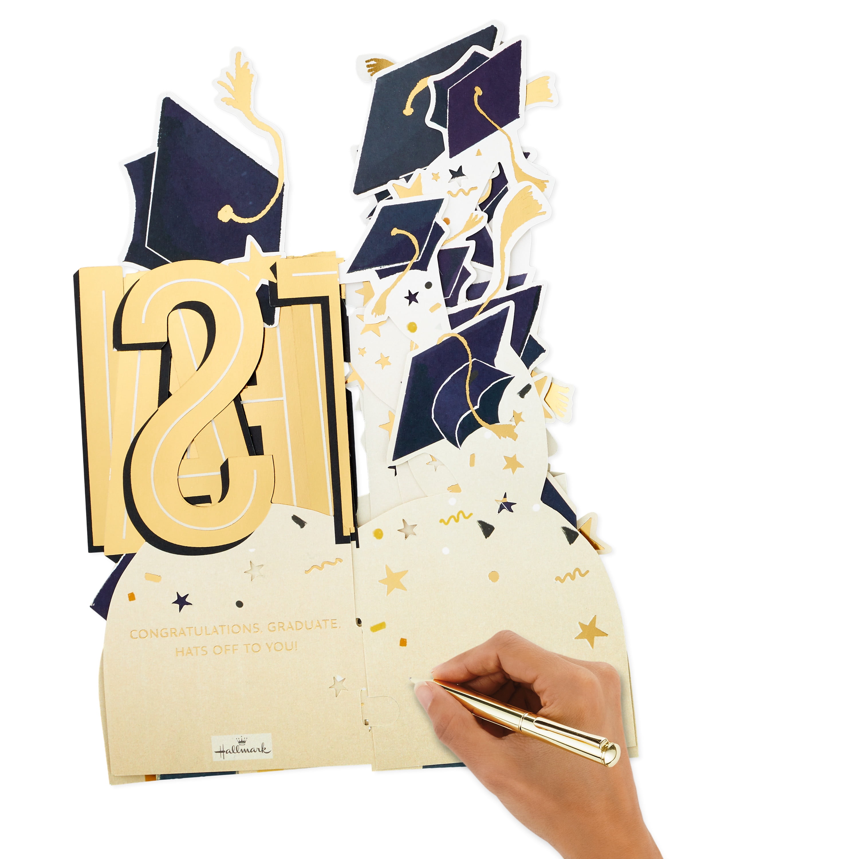 Hallmark Paper Wonder Jumbo 3D Pop-Up Graduation Card (Congrats With Grad Caps)
