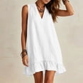 thumbnail image 6 of Shihyeh Women's Mock Neck Sleeveless Flowy Ruffled Swimsuit Cover-Up Dress with Front Zip Detail Bathing Suit Beach Bikini Wrap Summer Vacation Poolside Loose Casual Mini Sundress​, 6 of 7