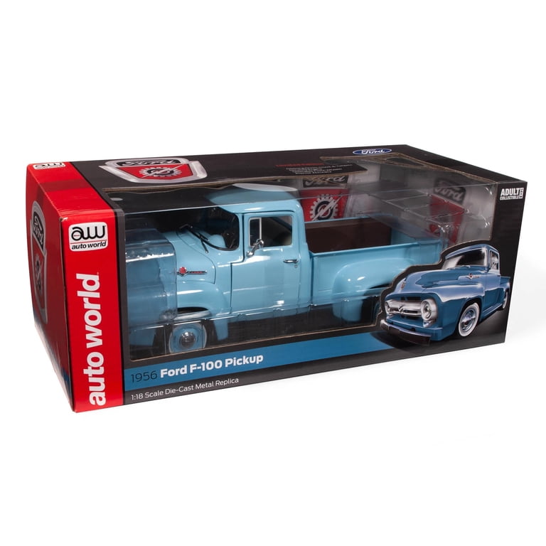 Modèle Réduit Ford F-100 Pick-Up 1956 Bleu Clair échelle 1:18 - Marque Autoworld - Neuf Dans Sa Boîte