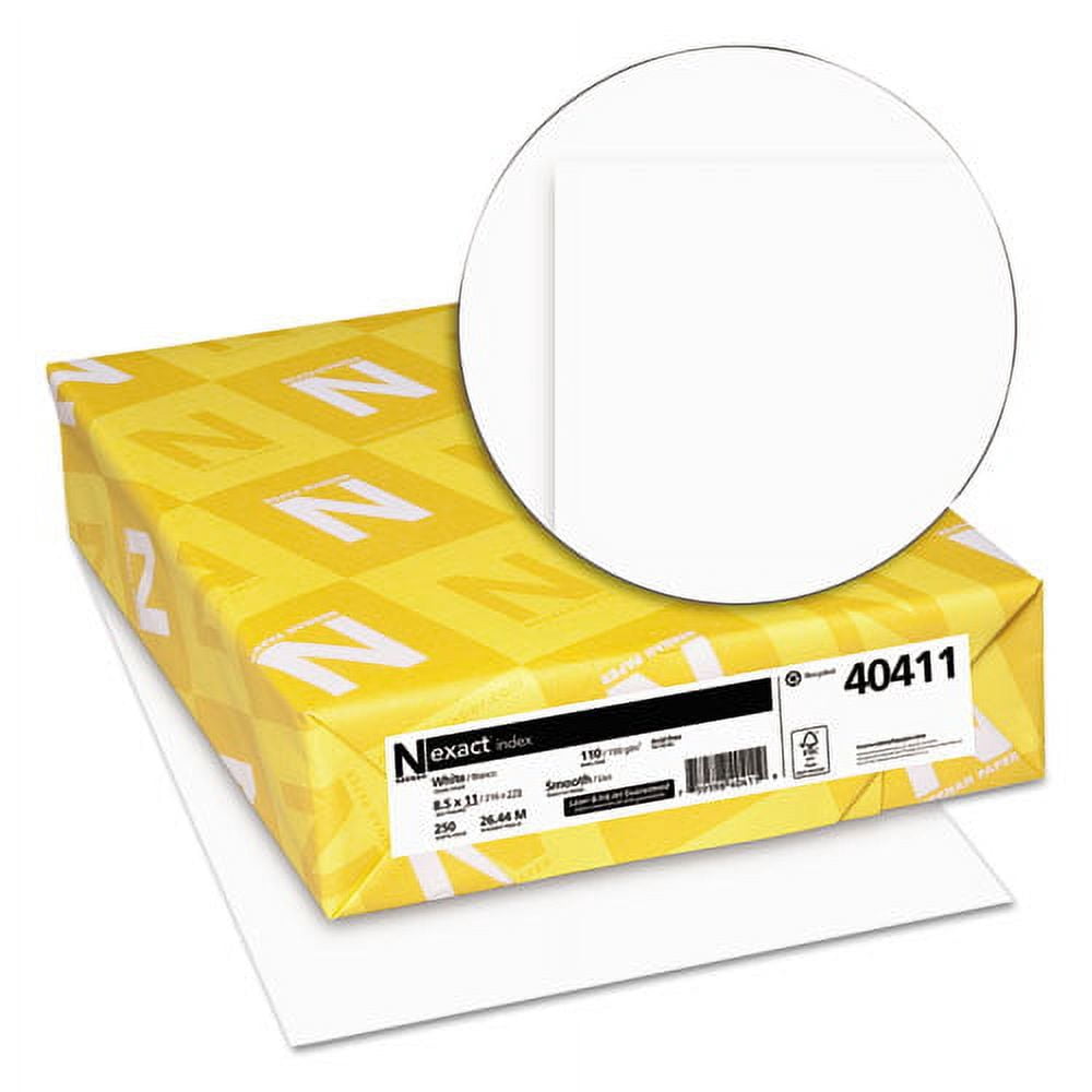 Neenah Exact Index Card Stock, Acid-Free, White, 94 Bright, 110 lb, 8.5x11in, 250 Sheets, 2 Pack