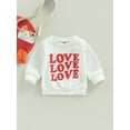thumbnail image 2 of Bagilaanoe Toddler Baby Boy Girl Valentine's Day Sweatshirt Long Sleeve Heart Letter Print Pullover 6M 12M 18M 24M 3T Kids Loose Tee Tops, 2 of 8