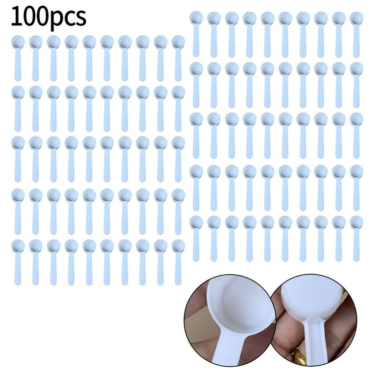100pack 5g10ml Plastic Measuring Spoons In White Blue Transparent, Free  Shipping