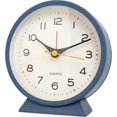 thumbnail image 1 of Reloj despertador analógico retro antiguo de 4,5 pulgadas, funciona con pilas, pequeño y silencioso reloj de noche de metal con función de luz, sin tictac, ideal para decorar el salón., 1 of 5