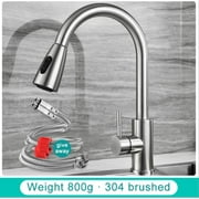 Single Handle High Arc Pull Out Kitchen Faucet Single Level Stainless Steel Kitchen Sink Faucets Brushed Nickel with Pull Down Sprayer