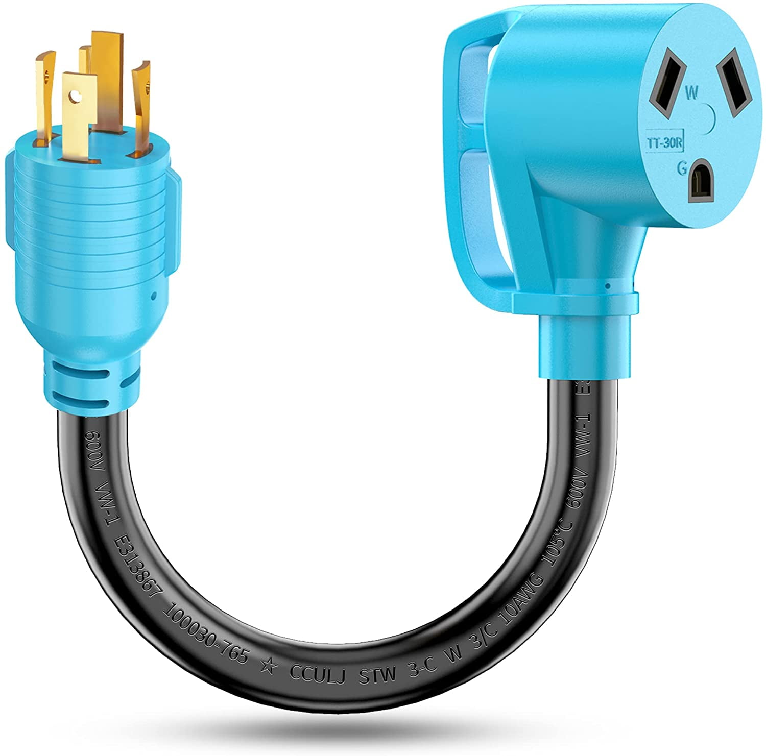 4 Prong 30 Amp RV Generator Adapter Cord with Grip Handle, L1430P