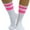 White/Hot Pink, variant on ToBeInStyle Women's Acrylic Ankle High w/ Striped Top Athletic Socks - Orange/White