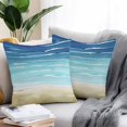 thumbnail image 2 of Summer Coastal Throw Pillow Covers 20x20 Inch Set of 2, Turquoise Ombre Beach Ocean Waves Waterproof Outdoor Pillow Covers, Decorative Cushion Pillowcases for Couch, Sofa, Bed, Garden, Patio, 2 of 9
